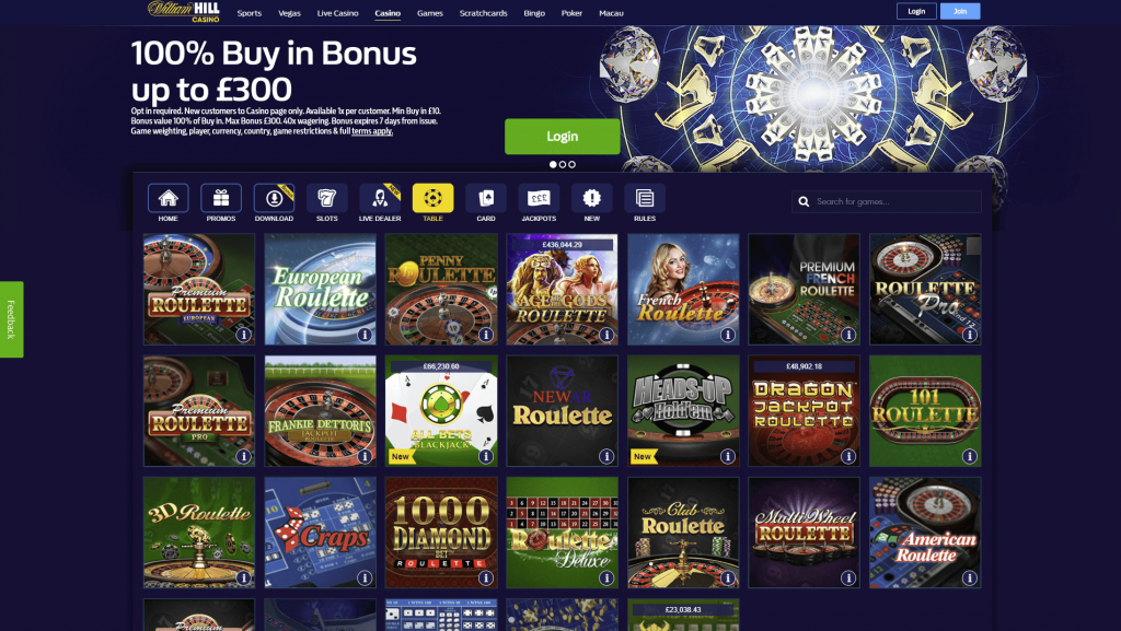 William Hill Casino Games